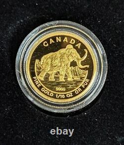 2014 $5 Gold Rcm Mammoth Laine 1/10 Oz Proof Coin Box + Coa Mintage 3000