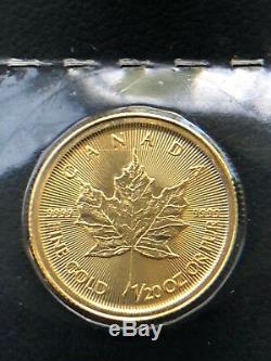 2014 Canada 1/20 Oz D'or Feuille D'érable Bu Emballage D'origine Monnaie