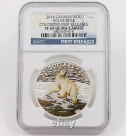 2014 Canada 20 $ Polar Bear Ngc Pf69 Ultracameo 999 Argent 1oz Pièce Première Sortie