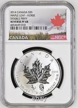 2014 Canada Maple Leaf Chinese Horse Double Privy NGC PF68 1oz Silver Coin<br/> 
<br/>2014 Canada Feuille d'érable chinoise Cheval Double Privy NGC PF68 pièce d'argent 1oz