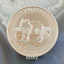 2014 Rouleau Canada De 15 1,5ozt. 9999 Série Sur La Faune En Argent Fin Arctic Fox Bu