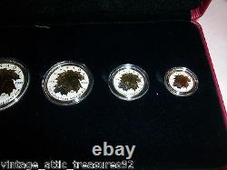 2014 Royal Canadian Mint Silver Maple Leaf Set 5 Pièces W Gold Leafs Rare & C. O. Un