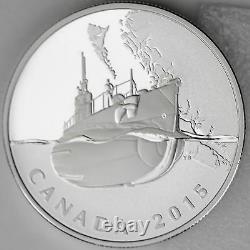 2015 20 $ Front Intérieur Canadien Les Premiers Sous-marins Du Canada Ww1, 1 Oz D'argent Pur