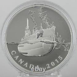 2015 20 $ Front Intérieur Canadien Les Premiers Sous-marins Du Canada Ww1, 1 Oz D'argent Pur
