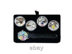2015 $20 Looney Tunes. 9999 Silver Colorized 4-coin Set Avec Wrist Watch Rcm