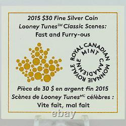 2015 $30 Looney Tunes Fast & Furry-ous Road Runner Vs Coyote 2 Oz Silver Proof