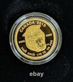 2015 $5 Gold Rcm Sbre-tooth Tiger Cat 1/10 Oz Proof Coin Box + Coa Mintage 3000