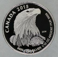 2015 Argent Monnaie Royale Du Canada Fractionnaires Ensemble Pygargue À Tête Blanche 4 Coins Total Coa Box
