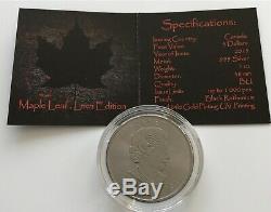 2015 Canada $ 5 Maple Leaf Lava Édition Gilded & Ruthenium 1 Oz 999 Silver Coin