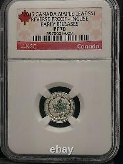 2015 Ngc Pf 70 Incuse Inverse Proof Canada (5 Pièces) Silver Maple Leaf 5 $