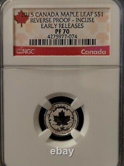 2015 Ngc Pf 70 Incuse Reverse Proof Canada (5 Coin Set) Silver Maple Leaf 5 $