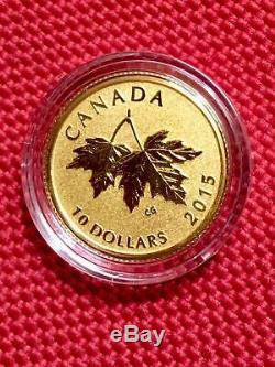 2015 Pure Canada Gold'maple Feuilles De 10 $ Coin Elizabeth II (1990). 2508 Agw