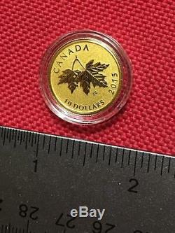 2015 Pure Canada Gold'maple Feuilles De 10 $ Coin Elizabeth II (1990). 2508 Agw