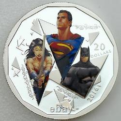 2016 20 $ Batman Vs Superman Dawn Of Justice Trinity 1 Oz Pure Silver Color Pr