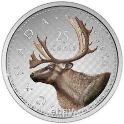 2016 25 cents Pièces Grandes de Couleur Caribou Pièce en Argent Pur de la Monnaie Royale Canadienne.