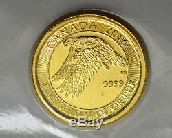 2016 Canada 1/4 Onces. 9999 Or 10 $ Snow White Falcon Coin Monnaie Scellé -free Maple