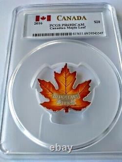2016 Canada $20 1oz Argent Proof Canadian Maple? Pcgs Pr69dcam Pièce Colorisée
