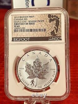 2016 Canada Mene Leaf Proof Bigfoot Privy Ngc 69 Rare 1oz. 9999