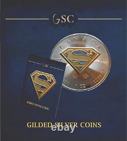 2016 Gilded Silver Superman Shield Edition 1oz. 999 Pièce Du Canada