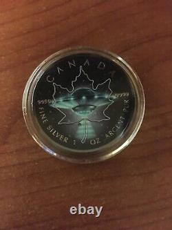 2016 Glow In The Dark Ufo Maple Leaf 1oz Silver Coin Only No Box/coa