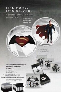 2016 Silver Batman / Superman Coin Set Superman & Logo