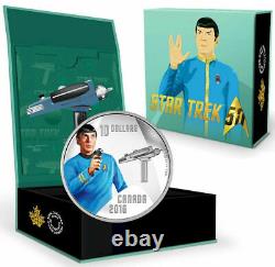 2016 Star Trek Captain Kirk & Spock Silver Coins Avec Enterprise Coin Stamp Set