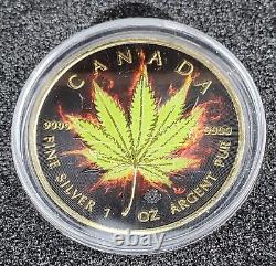 2017 1 Oz. Pièce D'argent De Marijuana Indica Brûlante. 9999 Argent $5 Dollar Canada
