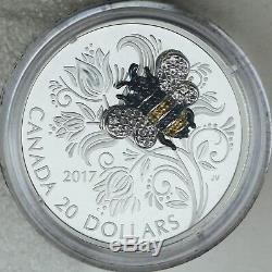 2017 20 $ Bugs Bejeweled Bee 1 Oz Preuve En Argent Pur Coin Avec Pierres Précieuses