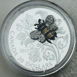 2017 20 $ Bugs Bejeweled Bee 1 Oz Preuve En Argent Pur Coin Avec Pierres Précieuses