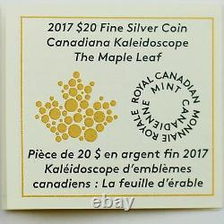 2017 $20 Canadiana Kaleidoscope Feuille D’érable 1 Oz. 60mm Pure Silver Color Proof