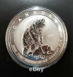 2017 50 Onces DIX $ Canada 10 Oz. 9999 En Argent Fin Grizzly Bear Coin Withcapsule