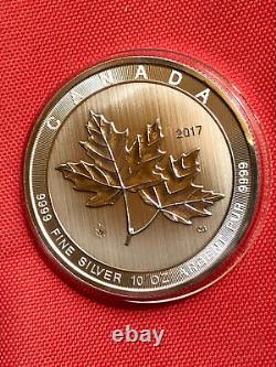 2017 Canada 10 Oz 9999 Érables Fine Silver Magnifiques 50 $ Bu Pièce En Capsule