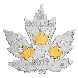 2017 Canada 20 $ Pièce D'argent Fin Feuille D'érable Dorée D'argent