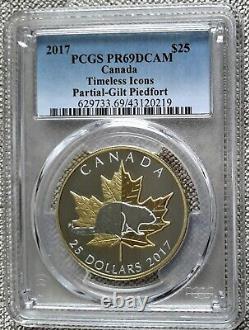 2017 Canada $25 Piedfort Icônes Intemporelles Beaver Fine Silver Coin Pcgs Pr69