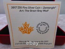 2017 Loup Gris Zentangle Art Pièce de Monnaie en Argent 2oz Épreuve $30 Canada RCM