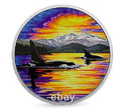 2017 Orcas Moonlight Glow-in-dark 30 $ 2oz Pure Silver Proof Canada Coin