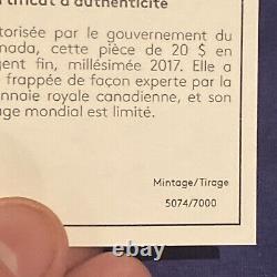 2017 Pièce D'argent Pur Du Canada Et Hiboux De La Grange De Rhodium 20 $ 1 Oz. 9999 Bullion D'argent