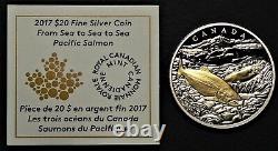 2017 Saumon du Pacifique Canada 20 $ en argent fin avec placage d'or épreuve #19853