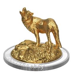 2017 Sculpture De 100 $ D'animaux Canadiens Majestueux Wolf Pièce D'argent Pur