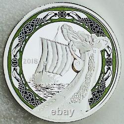 2018 $20 Viking Ships Northern Fury 1 Oz. 99.99% Pure Silver Color Proof