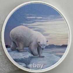 2018 30 $ Arctic Animals And Northern Lights Polar Bear Pure Silver Gitd Coin