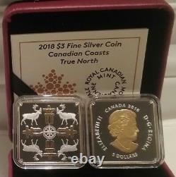 2018 Arctic True North Canadian Coasts $3 Pure Silver Proof Square Coin Canada
