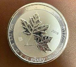 2018 Argent Canadien 10 $ Twin Maple Leaf 2 Oz. 99999 Rondes D'argent Fine #c5m2