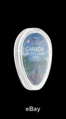 2018 Canada 20 $ Ufo Glow-in-the-dark Falcon Lake Incident Proof Silver Coin