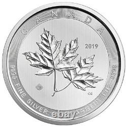 2019 10 Oz. 9999 Argent 50 $ Canada Magnifique Feuille D'érable