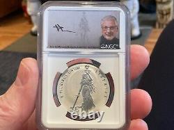 2019 1oz Canada Silver Peace & Liberty Uhr, Ngc Pf70 Rev, Signé, Boîte À Menthe Avec Coa