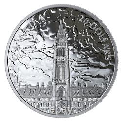 2019 CANADA 20 $ Lumières de la Colline du Parlement. Pièce en argent pur à 9999. Qui Brille dans le Noir.