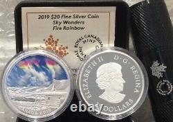 2019 Fire Rainbow Sky Wonders 20 $ 1oz Pure Silver Proof Coin Canada Glow-in-dark