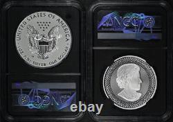 2019 Pride Of Two Nations Silver Eagle & Maple Ngc Er-70 & Pf-70 Première Version