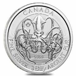 2020 2 Oz Créatures Royale Du Canada De La Série Nord Le Kraken Silver Coin Bu